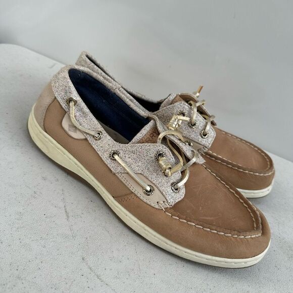 Sperry Top Sider Women's RoseFish Boat Shoe Size 8.5 Gold Metallic Brown Leather - Picture 2 of 8